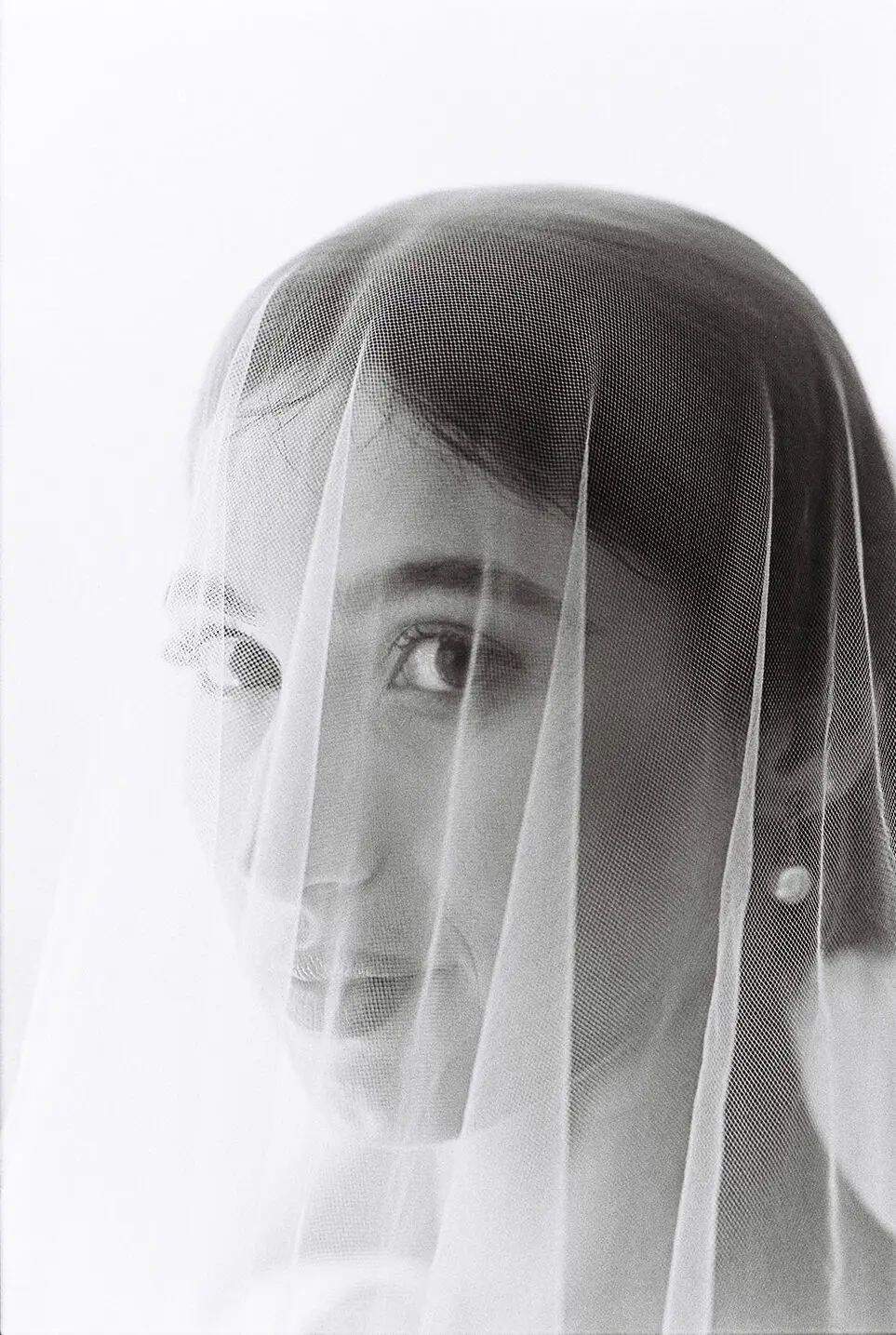Bridal portraiture shot in black and white on film for a wedding