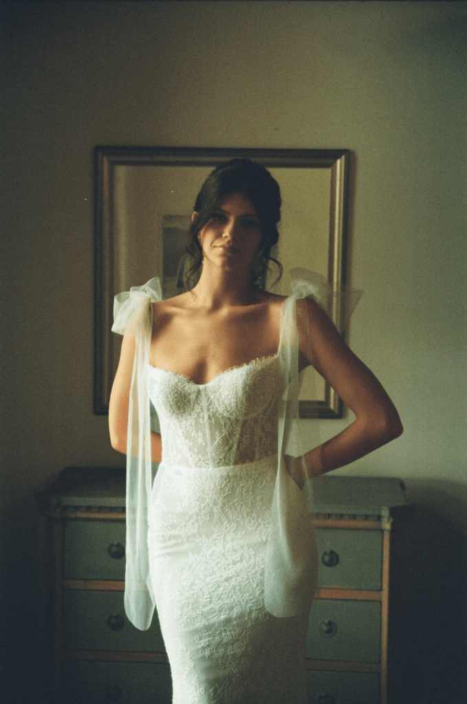 Dramatic bride on film