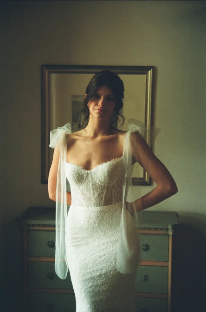 Dramatic bride on film
