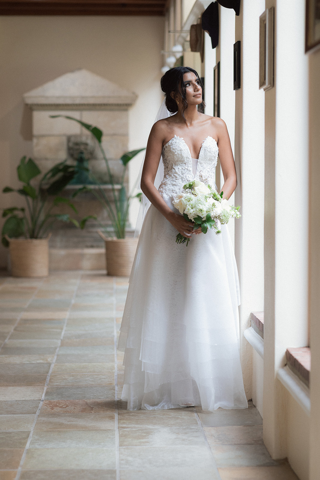 Bridal portrait inside La Roche's Manor house