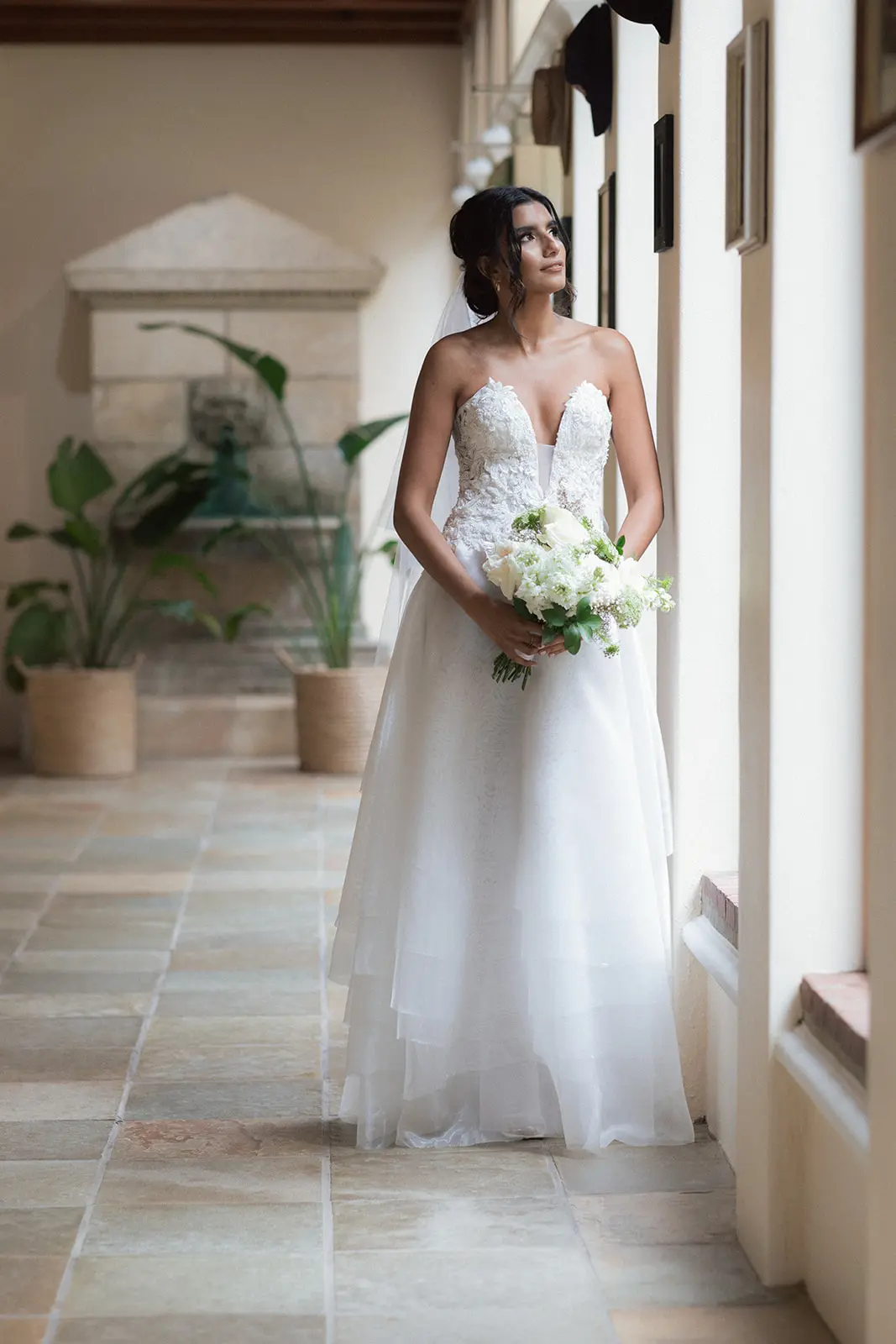 Bridal portrait inside La Roche's Manor house