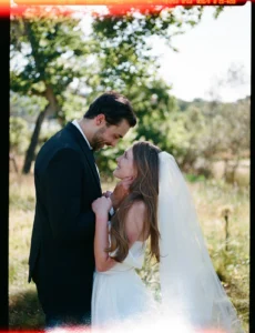 Film wedding photography at Plaisir wine estate of a bridal couple with sunless.