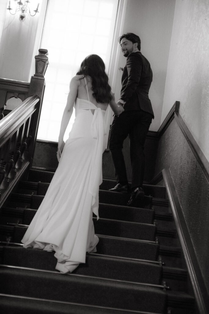 Wedding couple at their old money wedding in Cape Town Club.