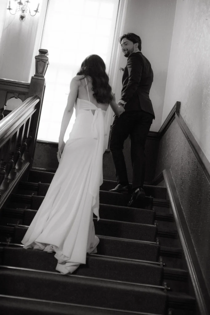 Wedding couple at their old money wedding in Cape Town Club.